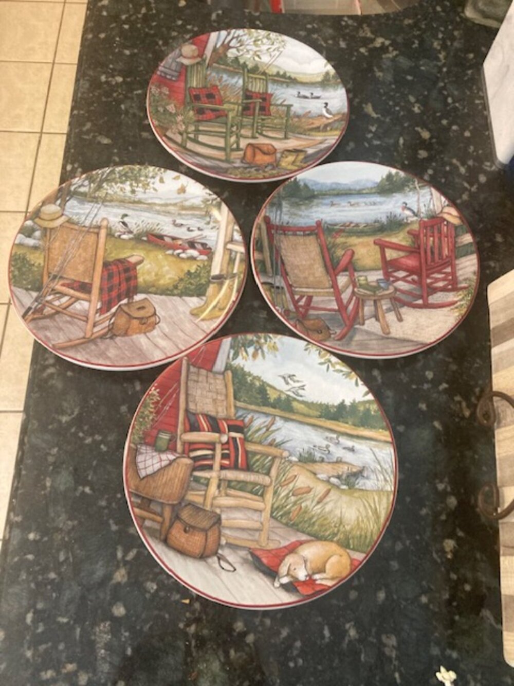 Set of 4 "Susan Winget" (Lake Retreat)  9" plates